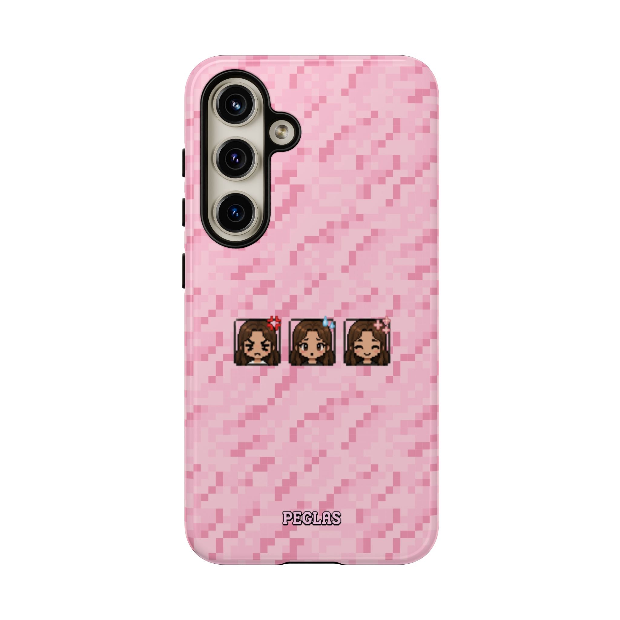 Pixel Girl Emojis Pink Tough Phone Case