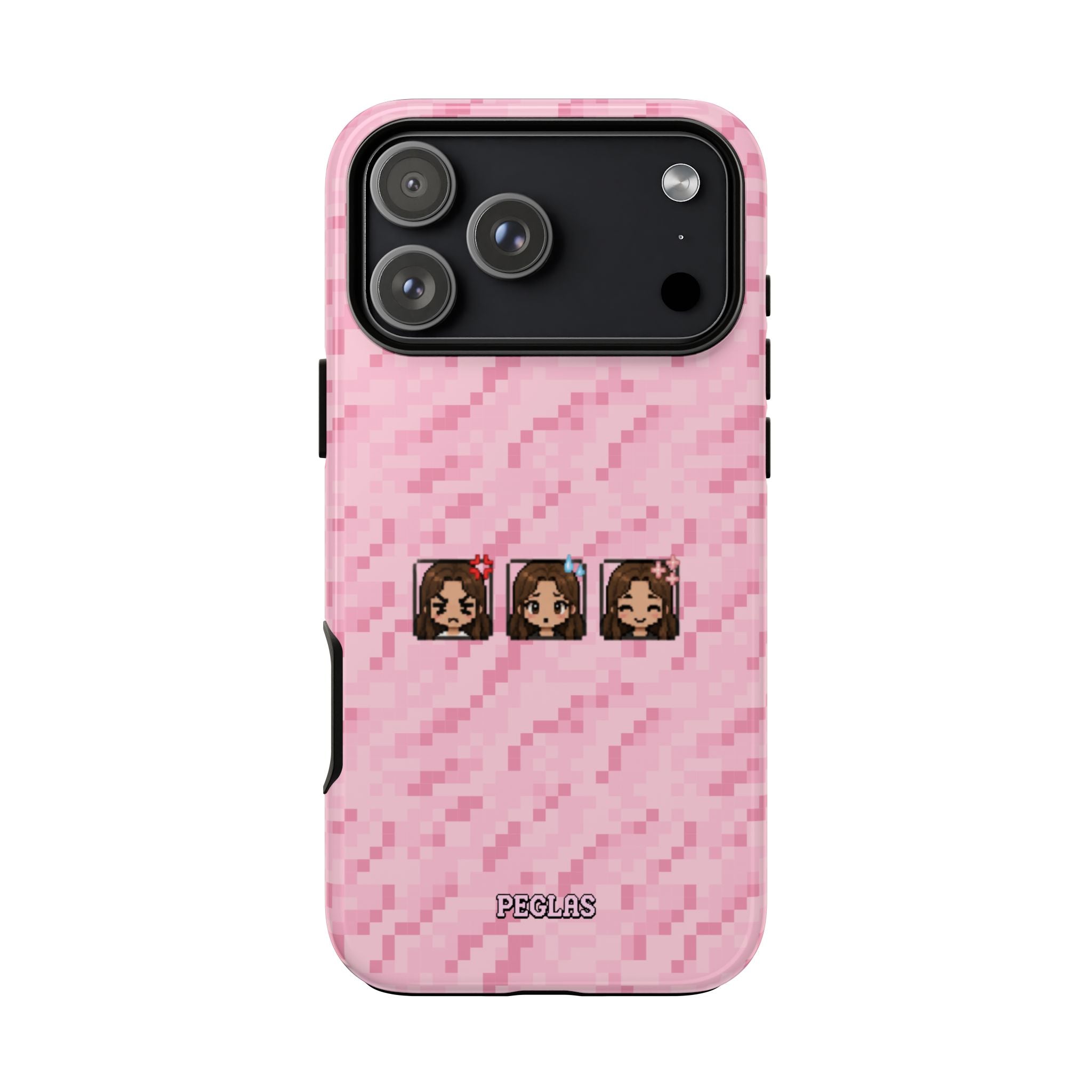 Pixel Girl Emojis Pink Tough Phone Case