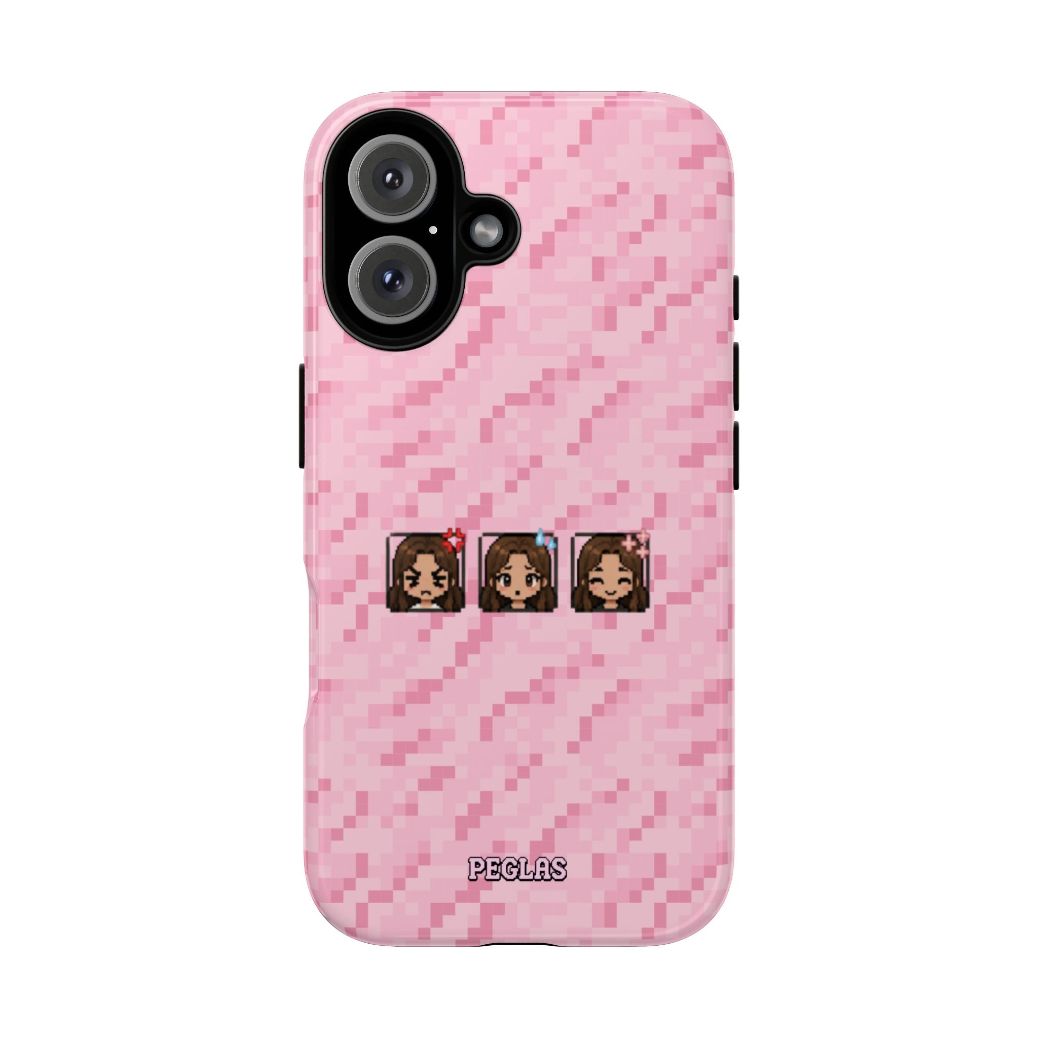 Pixel Girl Emojis Pink Tough Phone Case