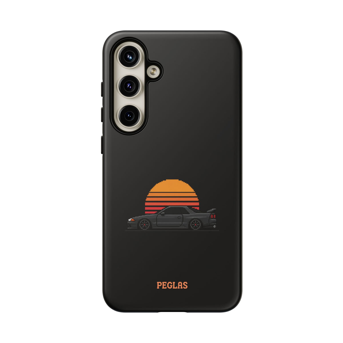 Vintage Black Sports Car Phone Case — Retro Sunset Design