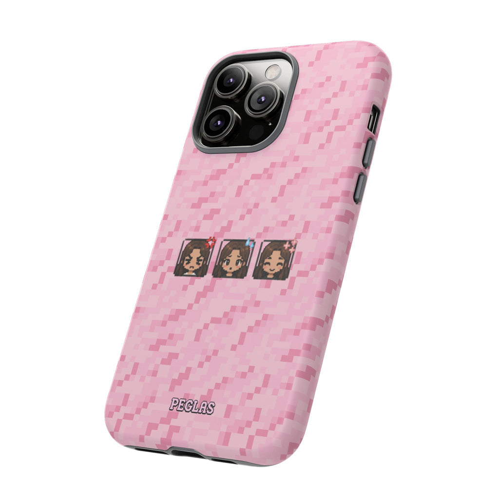 Pixel Girl Emojis Pink Tough Phone Case