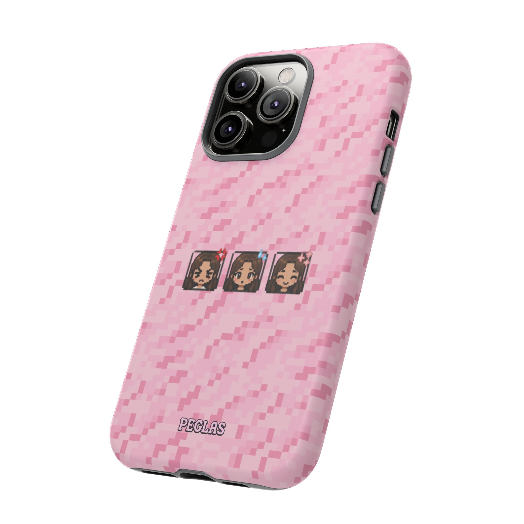 Pixel Girl Emojis Pink Tough Phone Case