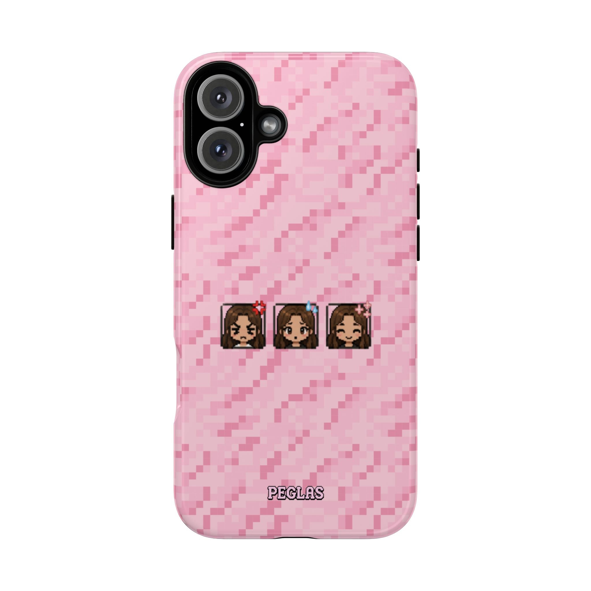 Pixel Girl Emojis Pink Tough Phone Case