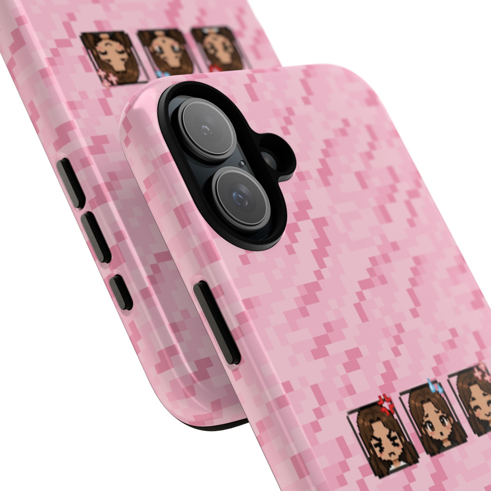 Pixel Girl Emojis Pink Tough Phone Case