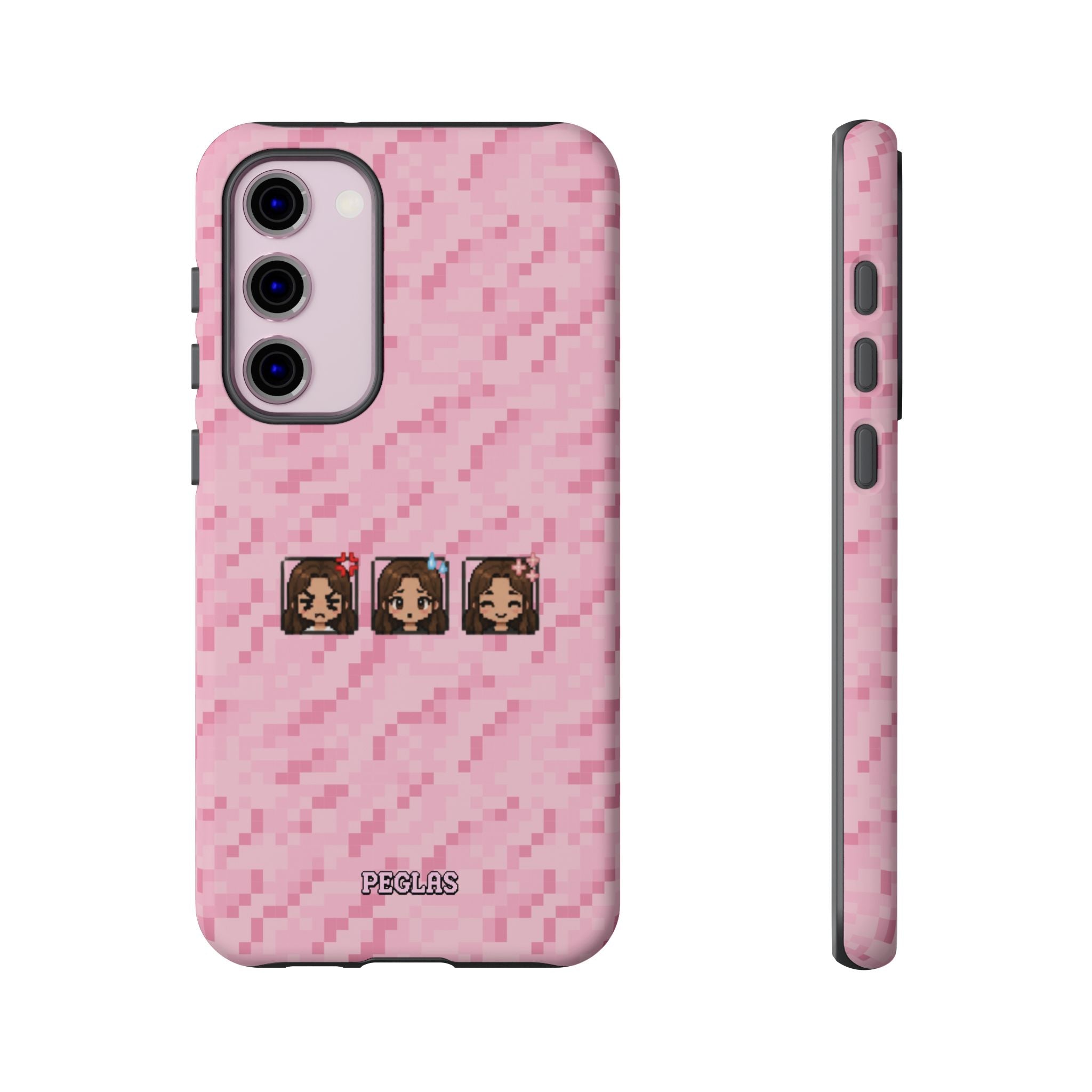 Pixel Girl Emojis Pink Tough Phone Case