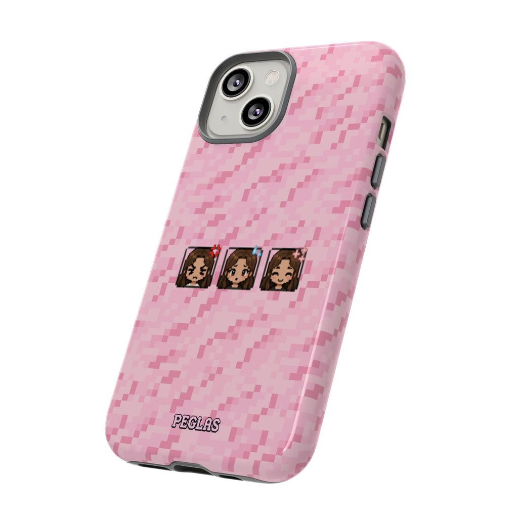 Pixel Girl Emojis Pink Tough Phone Case