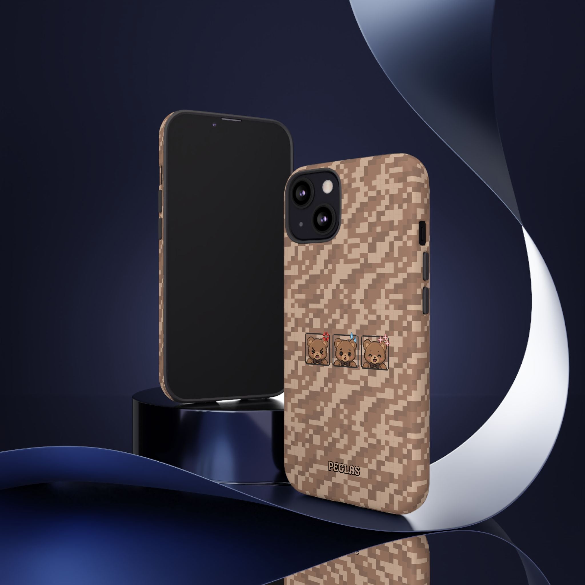 Pixel Teddy Emojis Brown Tough Phone Case