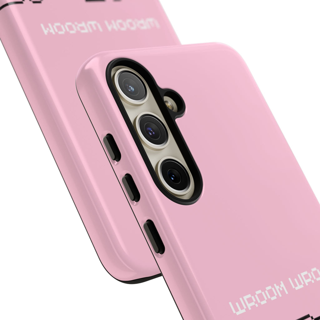 Pink Retro Pixel Cars Phone Case — "Wroom Wroom" Tough Protective Cover