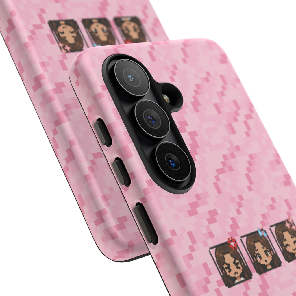 Pixel Girl Emojis Pink Tough Phone Case