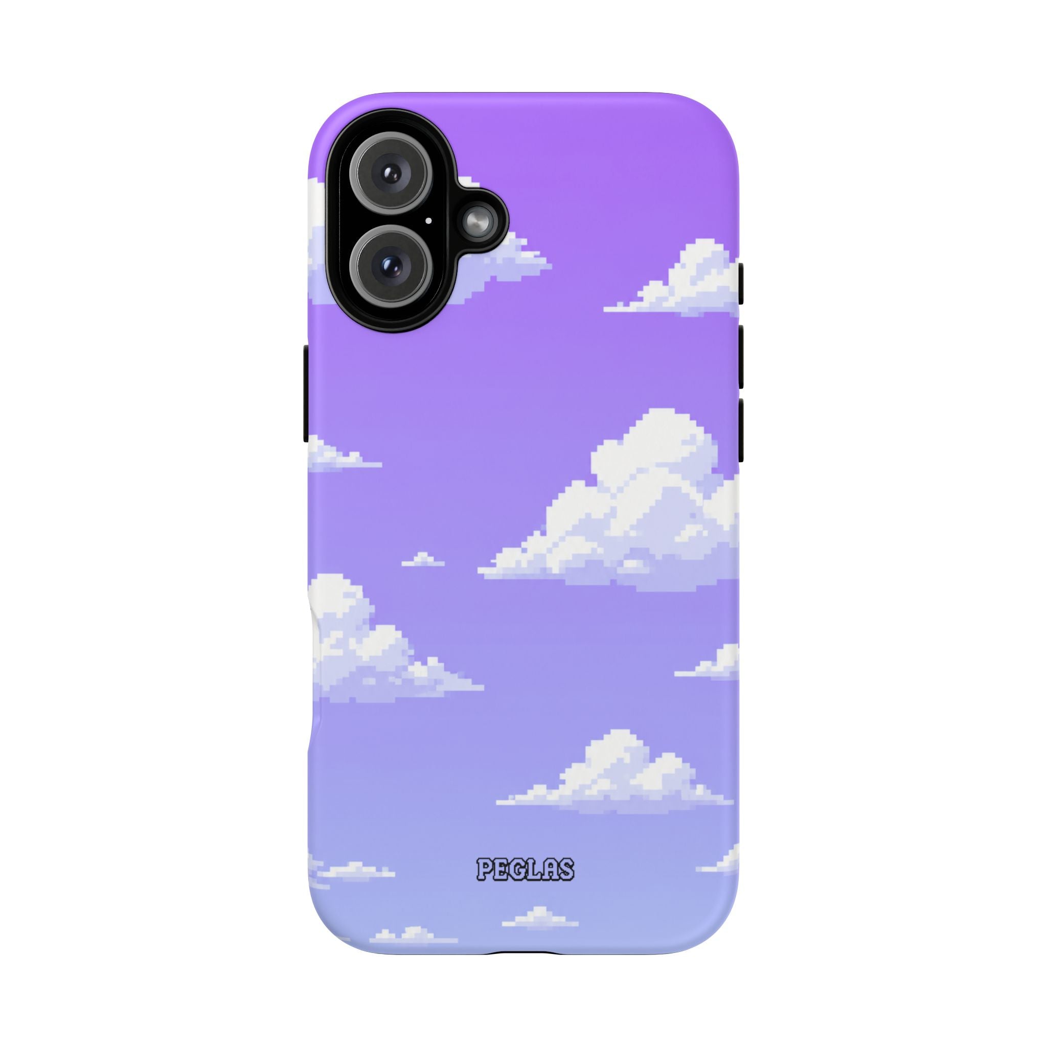 Purple Sky Cloud Phone Case — Pixel Cloud Pattern Tough Case