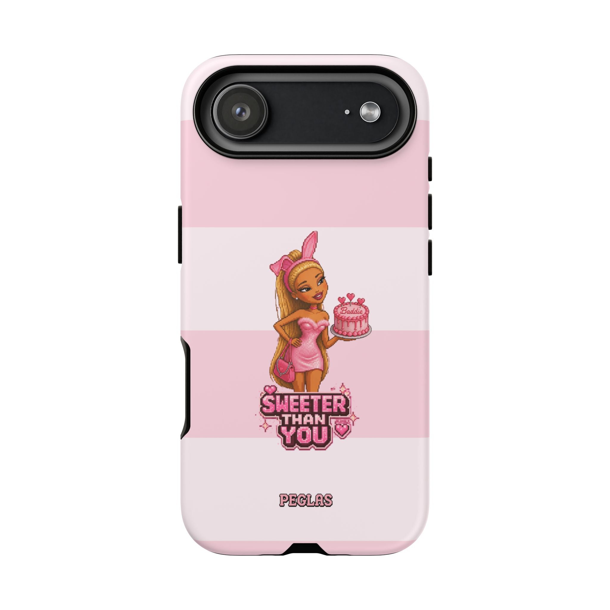 Phone Case — “Sweeter Than You” Pink Striped Cute Cake Girl Protective Cover