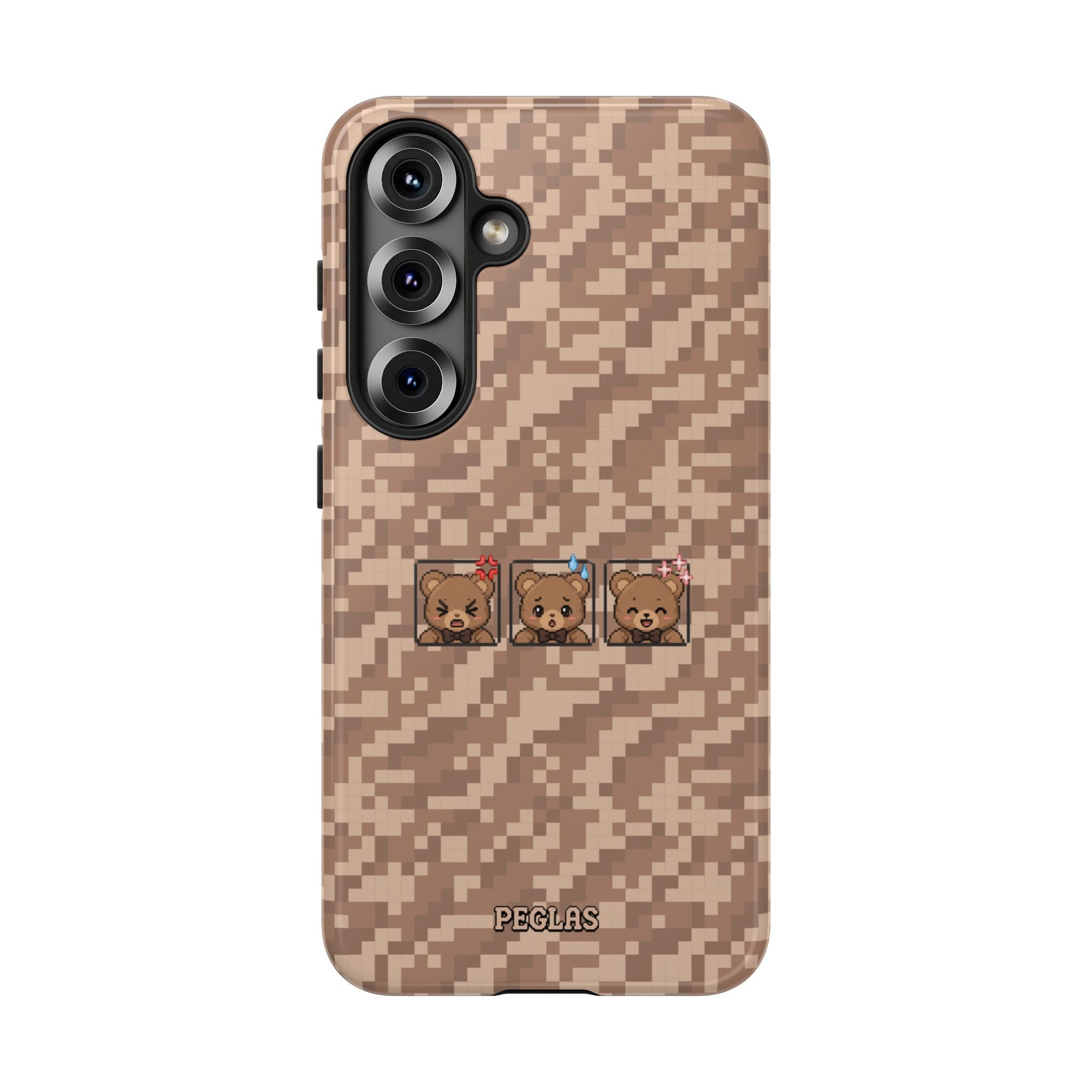 Pixel Teddy Emojis Brown Tough Phone Case