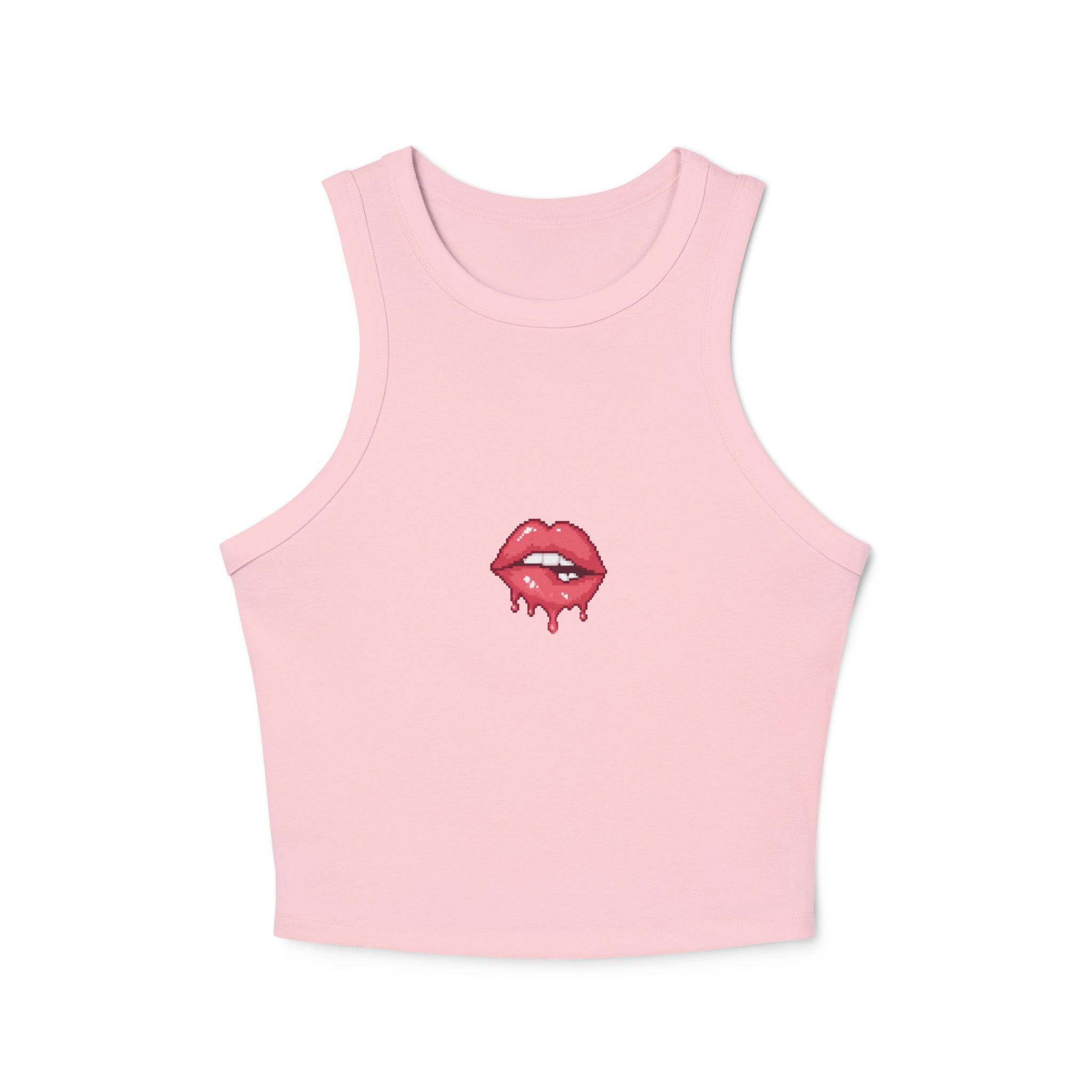 Dripping Red Lips Racer Tank — Women's Micro Rib Crop Top
