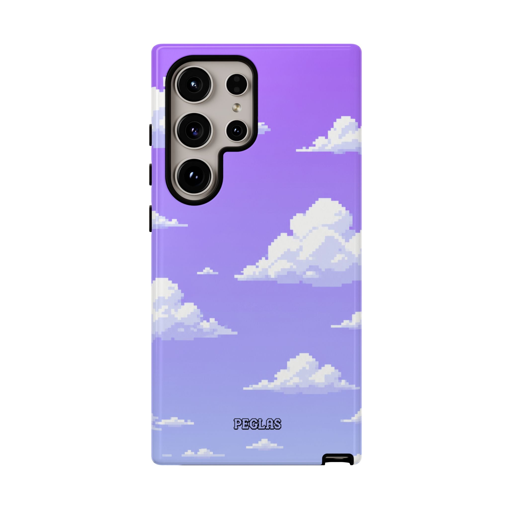 Purple Sky Cloud Phone Case — Pixel Cloud Pattern Tough Case