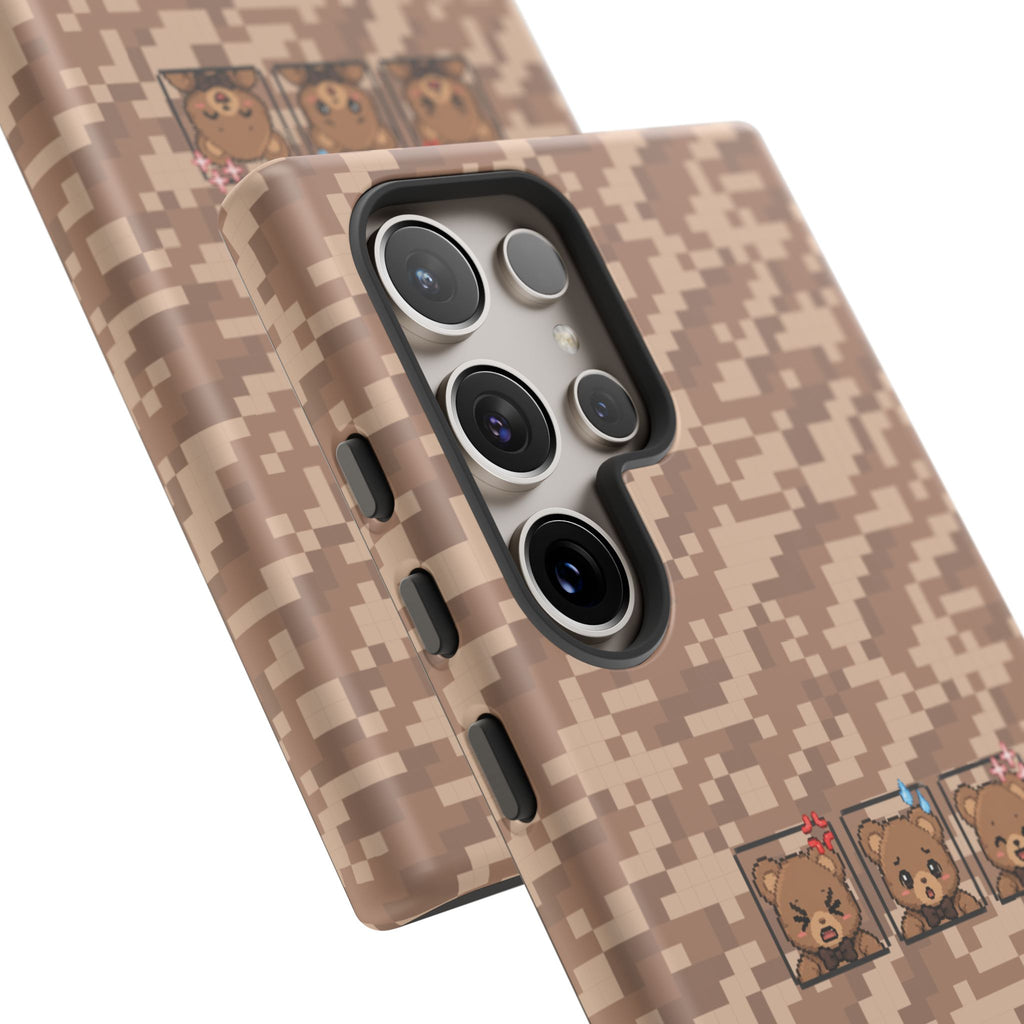 Pixel Teddy Emojis Brown Tough Phone Case