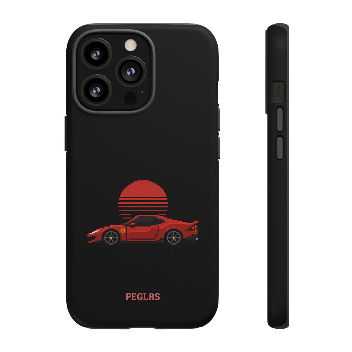 Vintage Red Sports Car Phone Case – Retro Sunset Design