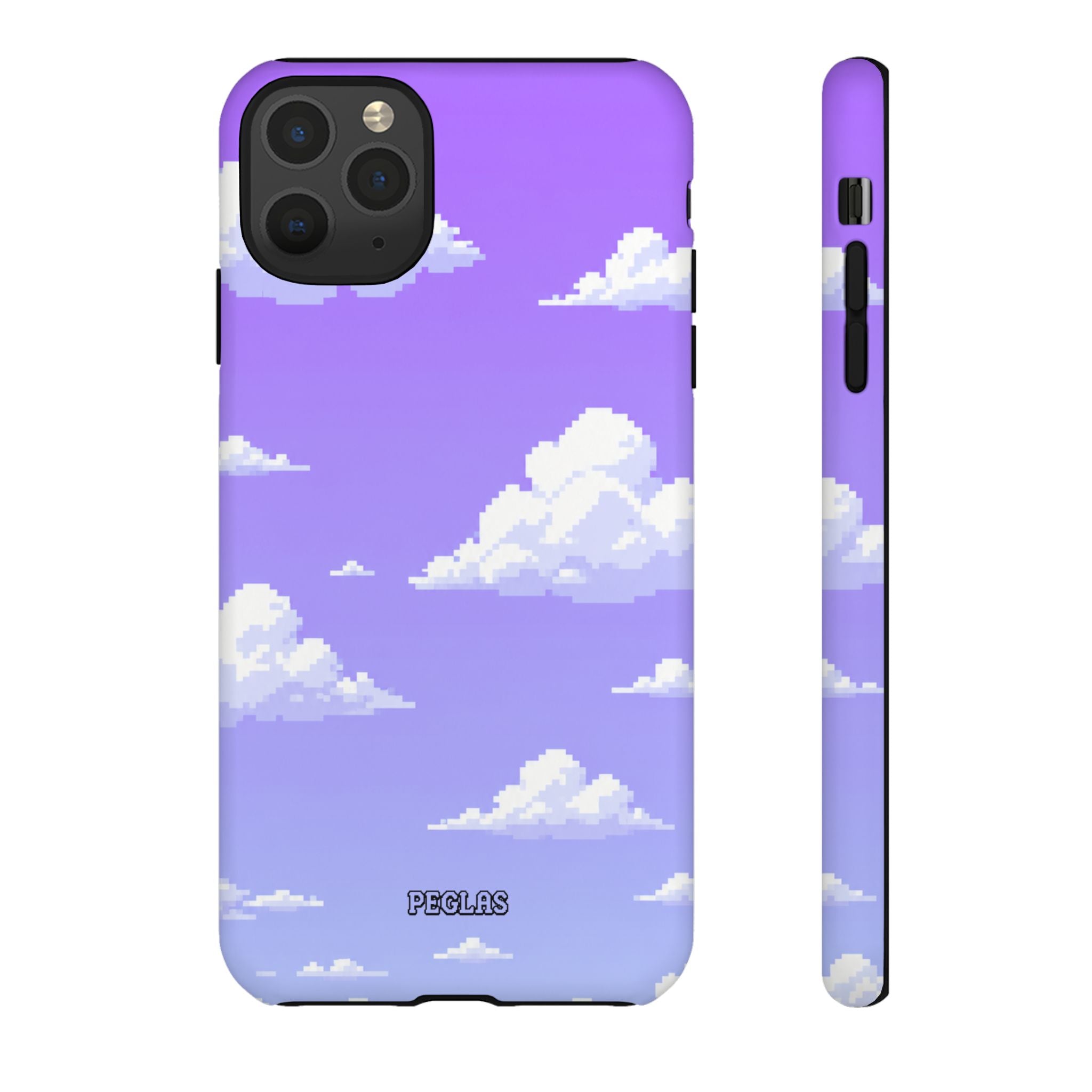 Purple Sky Cloud Phone Case — Pixel Cloud Pattern Tough Case