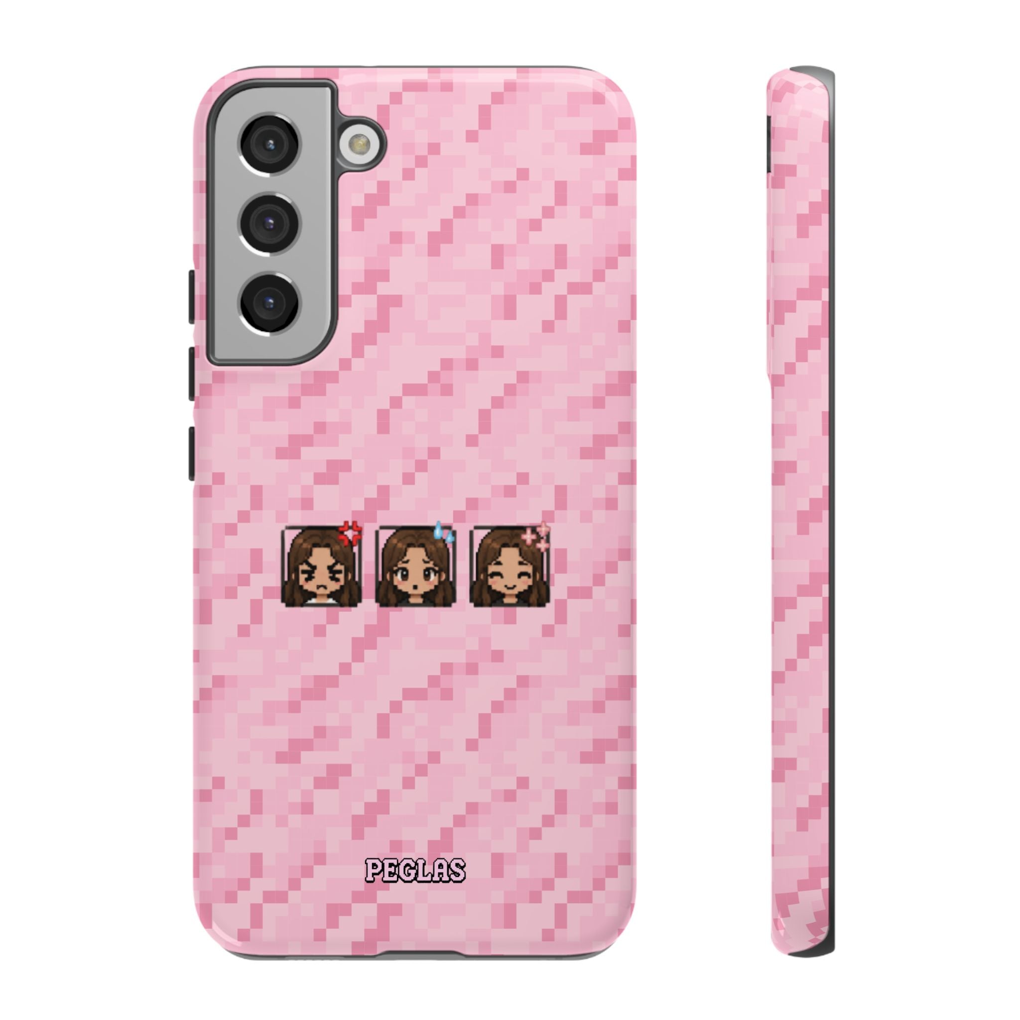 Pixel Girl Emojis Pink Tough Phone Case
