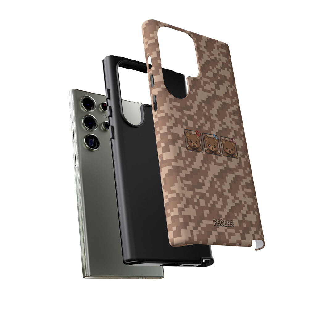 Pixel Teddy Emojis Brown Tough Phone Case