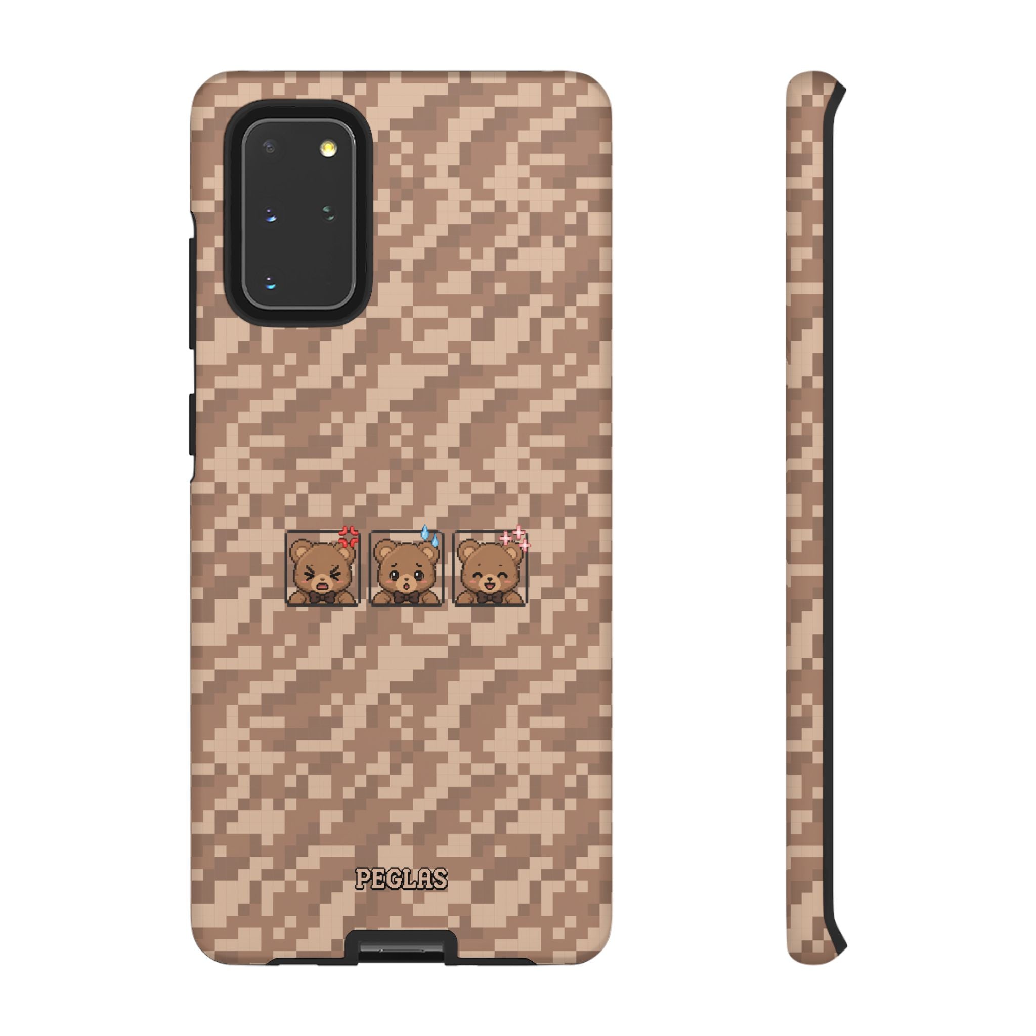 Pixel Teddy Emojis Brown Tough Phone Case