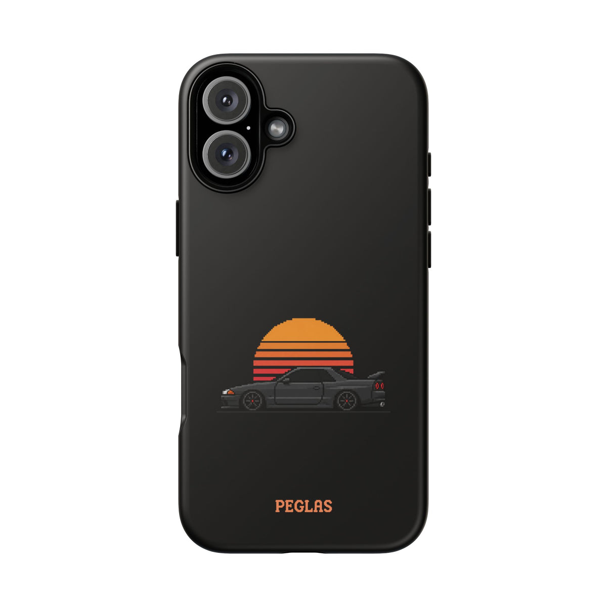 Vintage Black Sports Car Phone Case — Retro Sunset Design