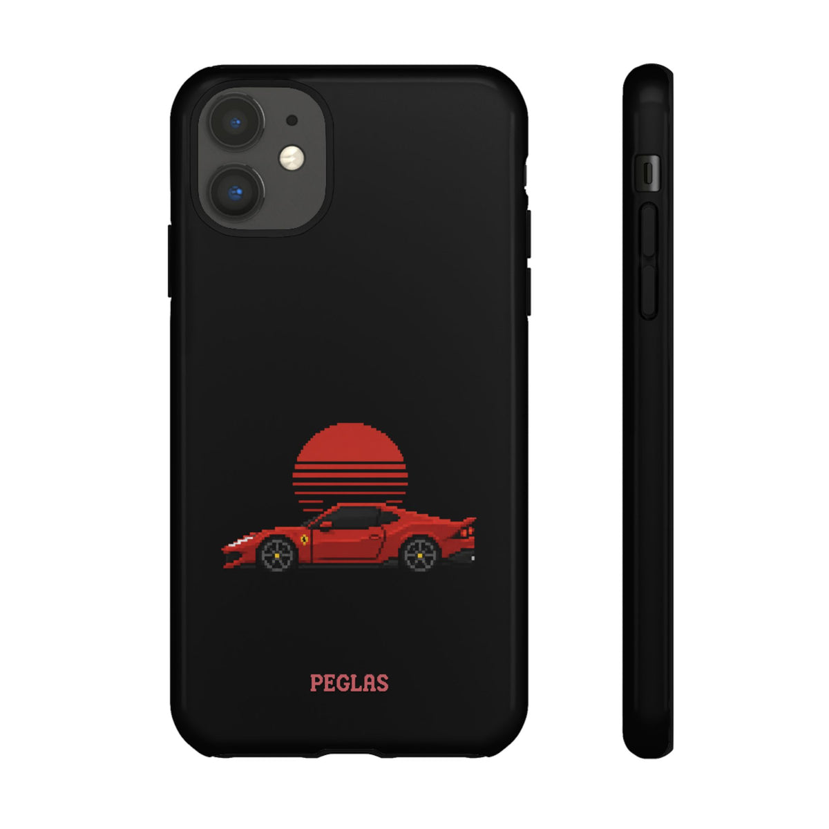 Vintage Red Sports Car Phone Case – Retro Sunset Design