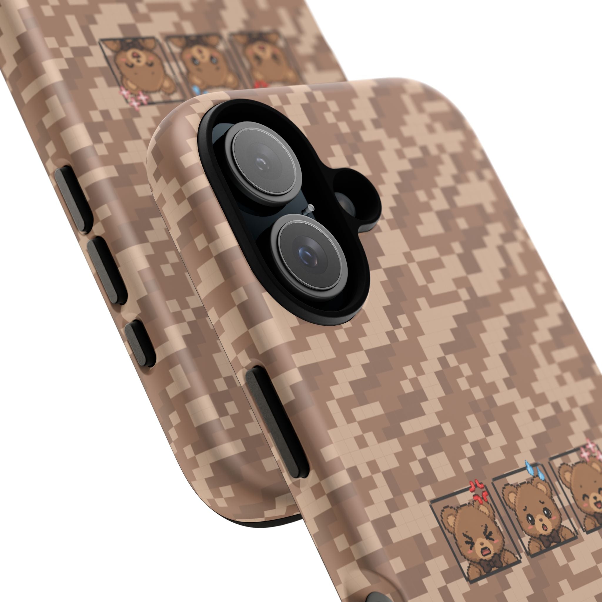 Pixel Teddy Emojis Brown Tough Phone Case