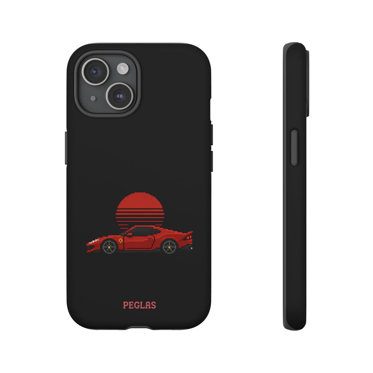 Vintage Red Sports Car Phone Case – Retro Sunset Design