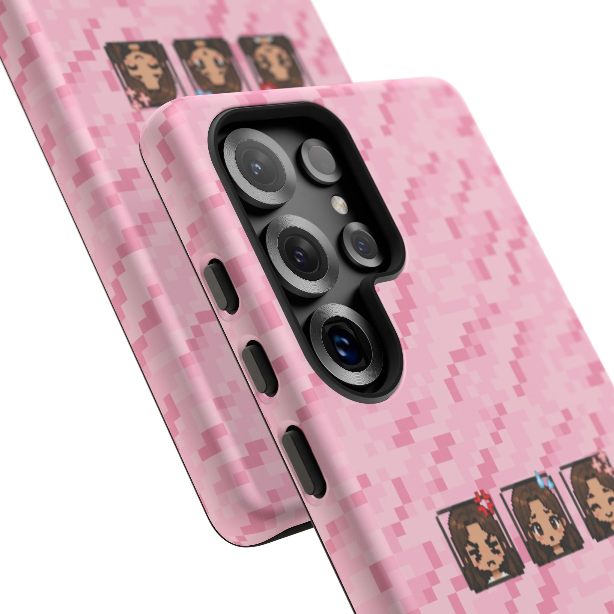 Pixel Girl Emojis Pink Tough Phone Case