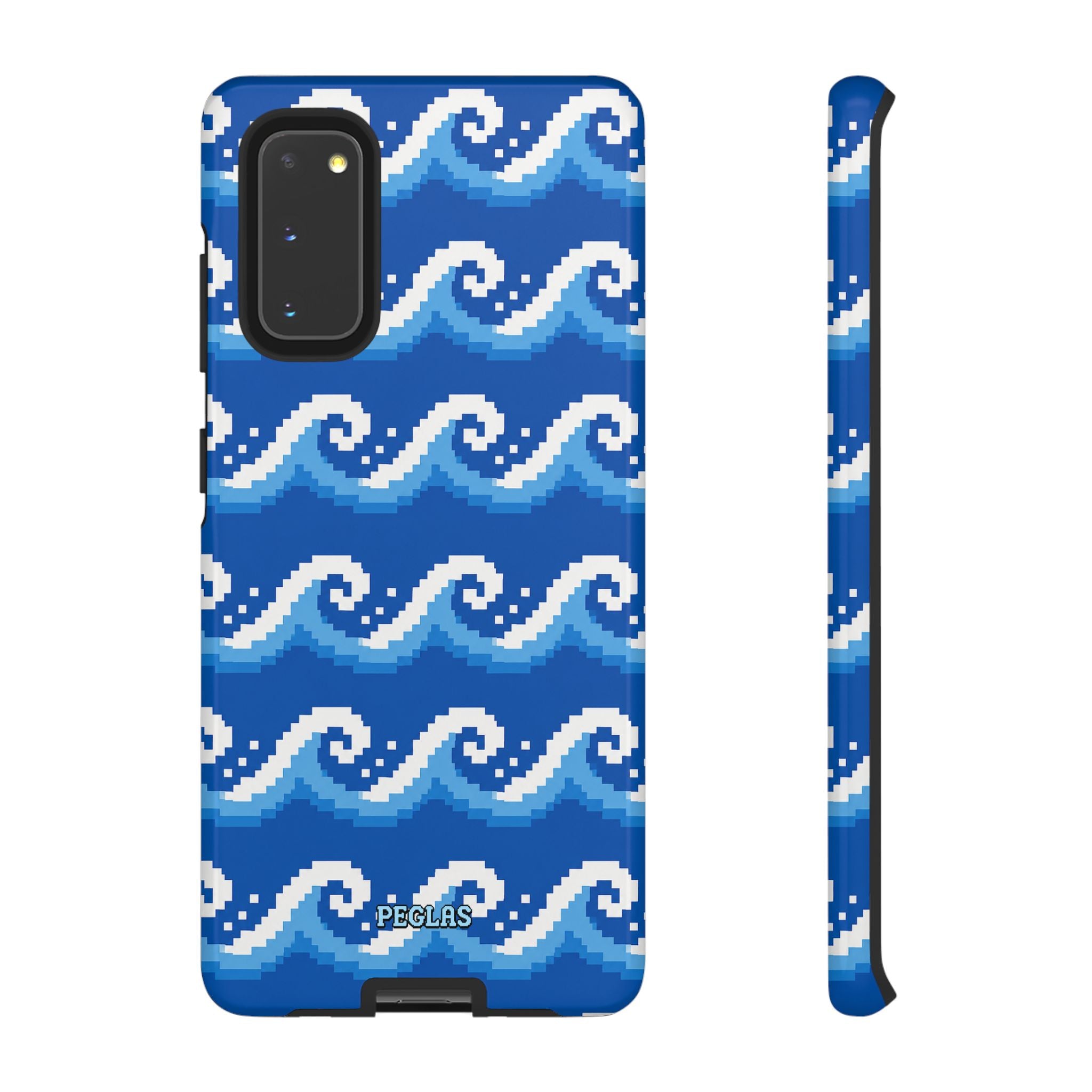 Pixel Wave Phone Case — Blue Ocean Retro Pixel Art iPhone Cover