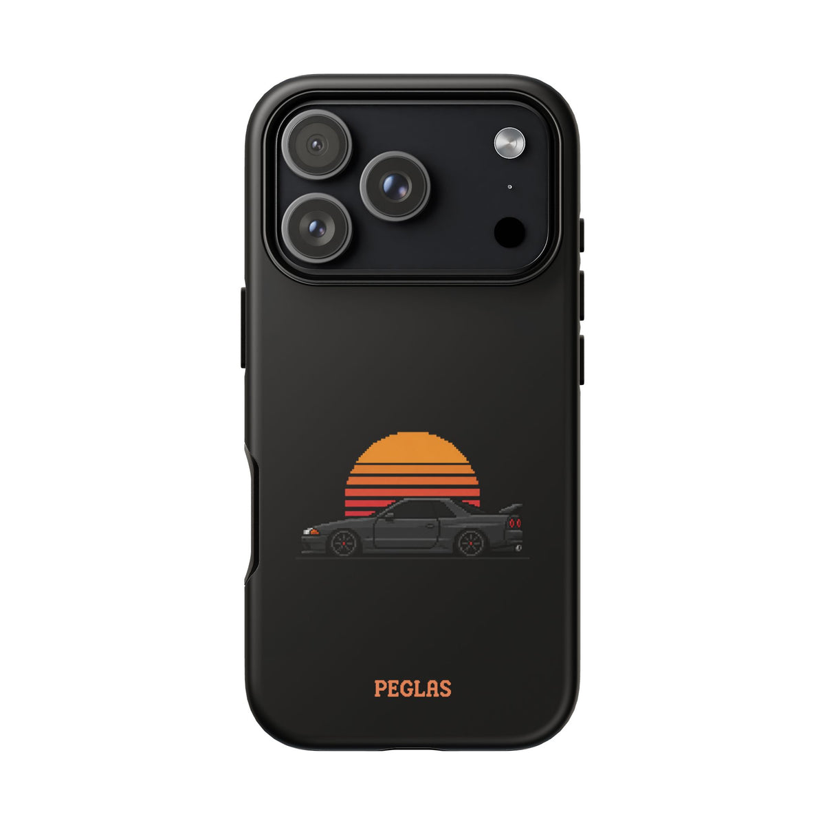 Vintage Black Sports Car Phone Case — Retro Sunset Design