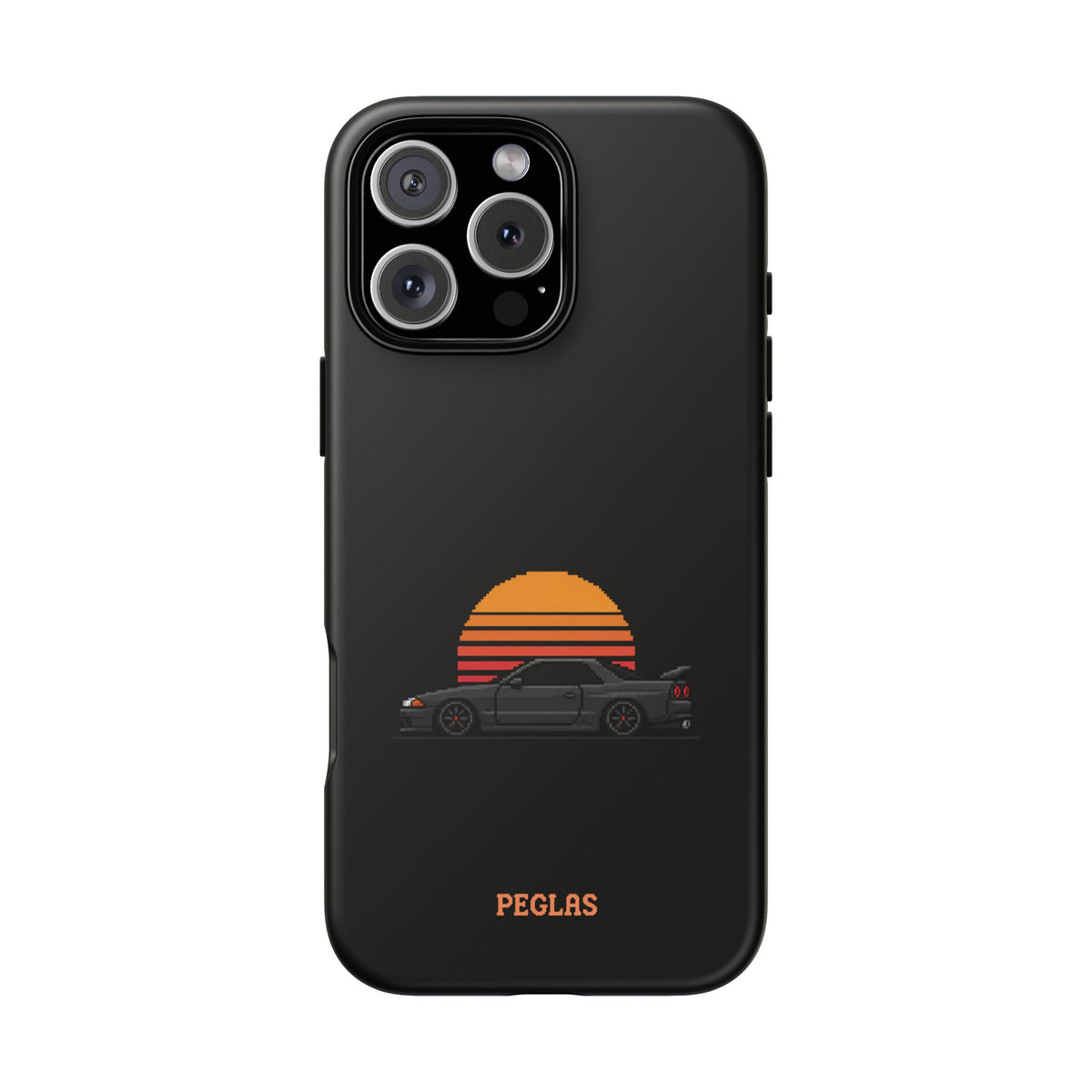 Vintage Black Sports Car Phone Case — Retro Sunset Design