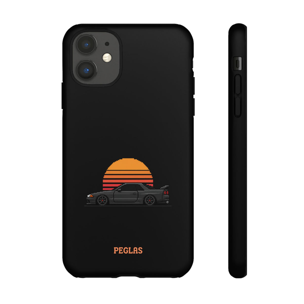 Vintage Black Sports Car Phone Case — Retro Sunset Design
