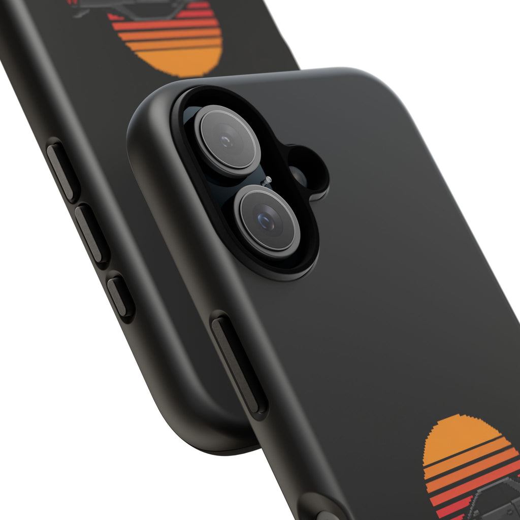 Vintage Black Sports Car Phone Case — Retro Sunset Design