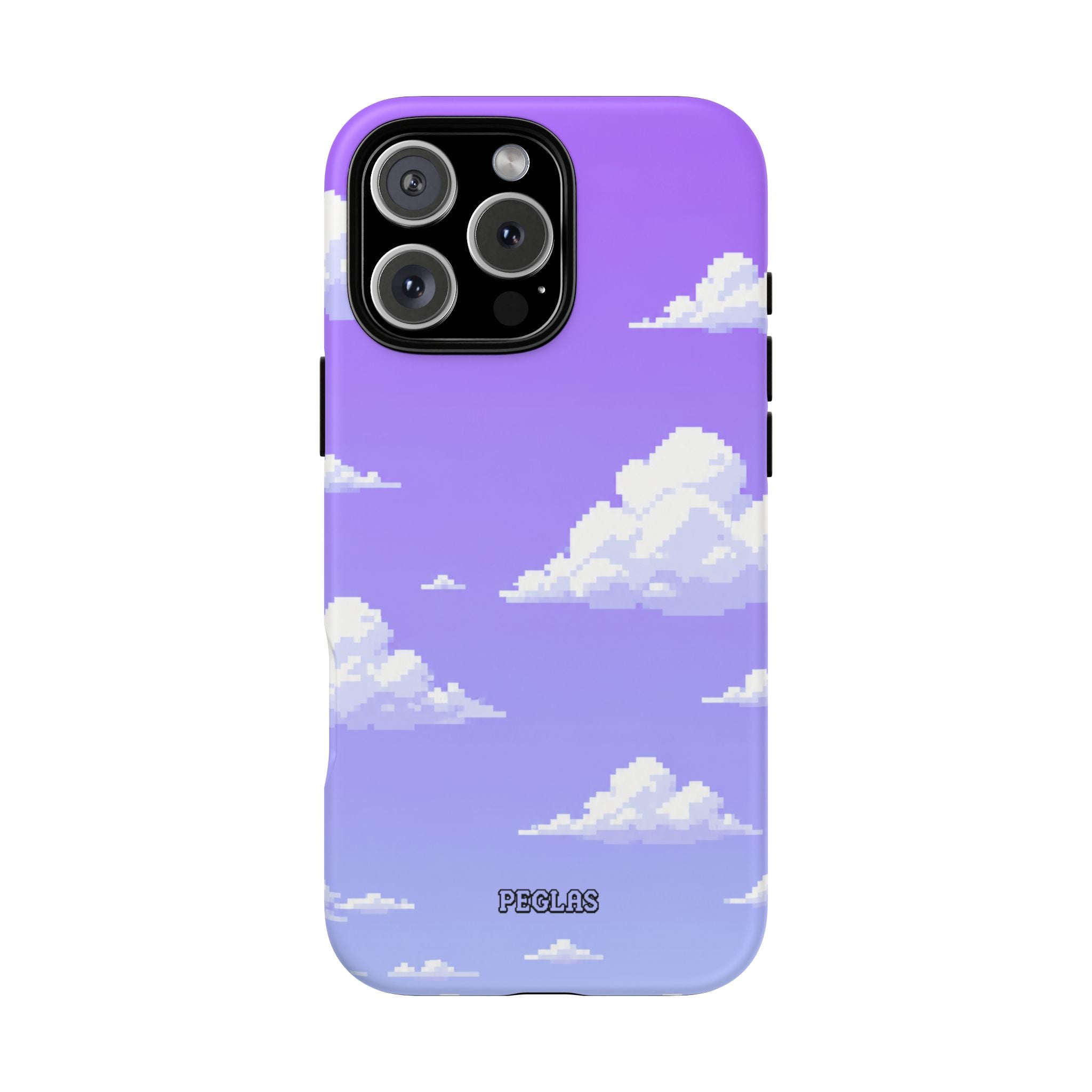 Purple Sky Cloud Phone Case — Pixel Cloud Pattern Tough Case