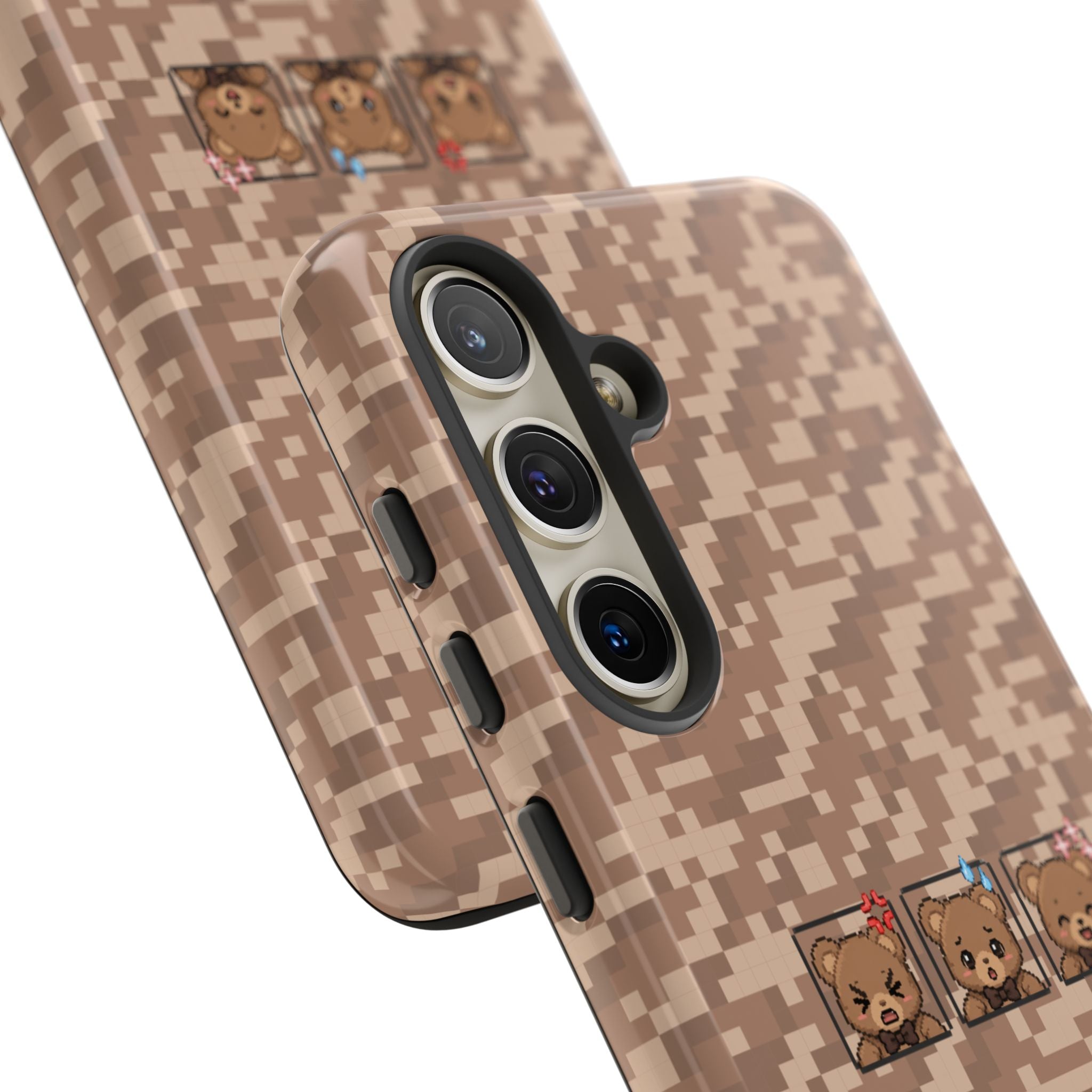 Pixel Teddy Emojis Brown Tough Phone Case