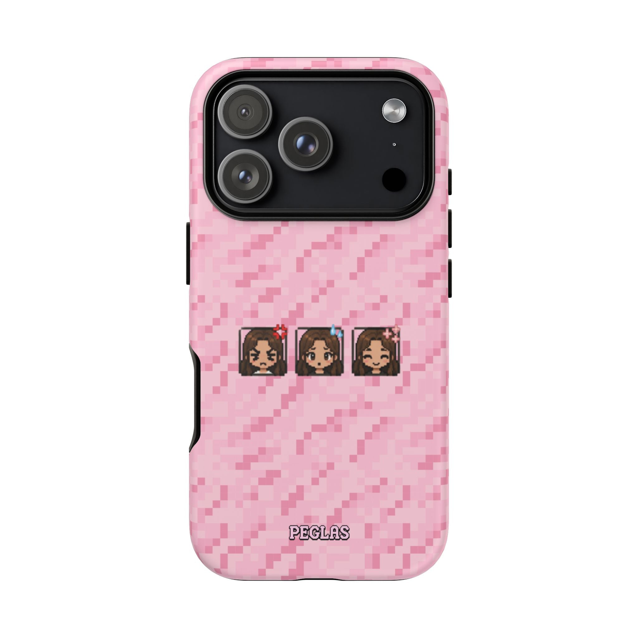 Pixel Girl Emojis Pink Tough Phone Case