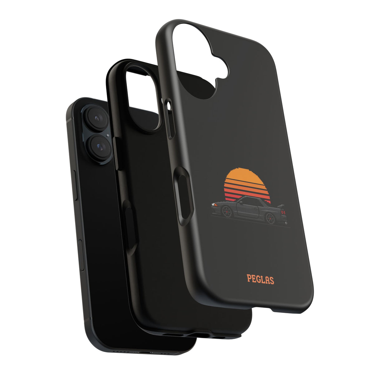 Vintage Black Sports Car Phone Case — Retro Sunset Design