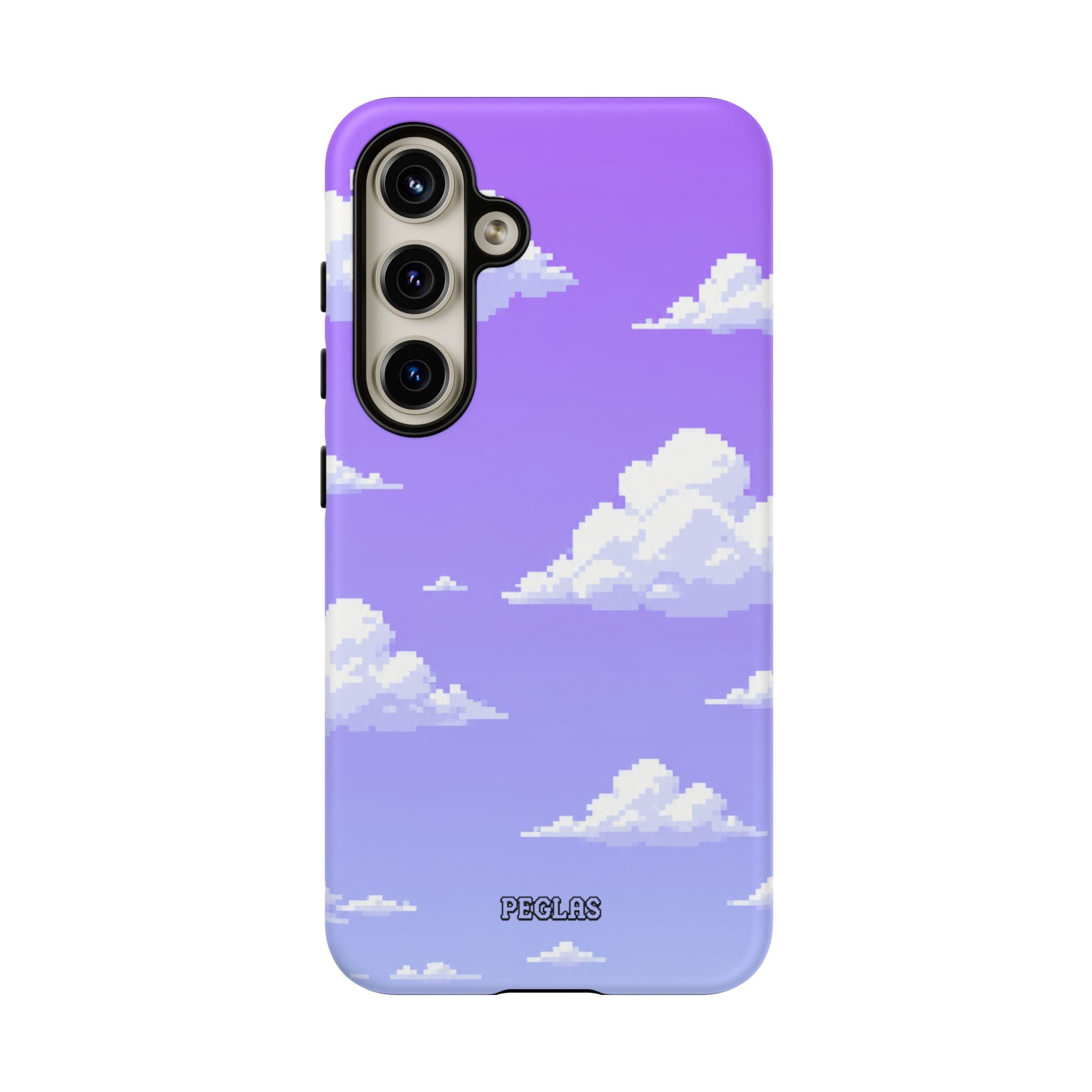 Purple Sky Cloud Phone Case — Pixel Cloud Pattern Tough Case
