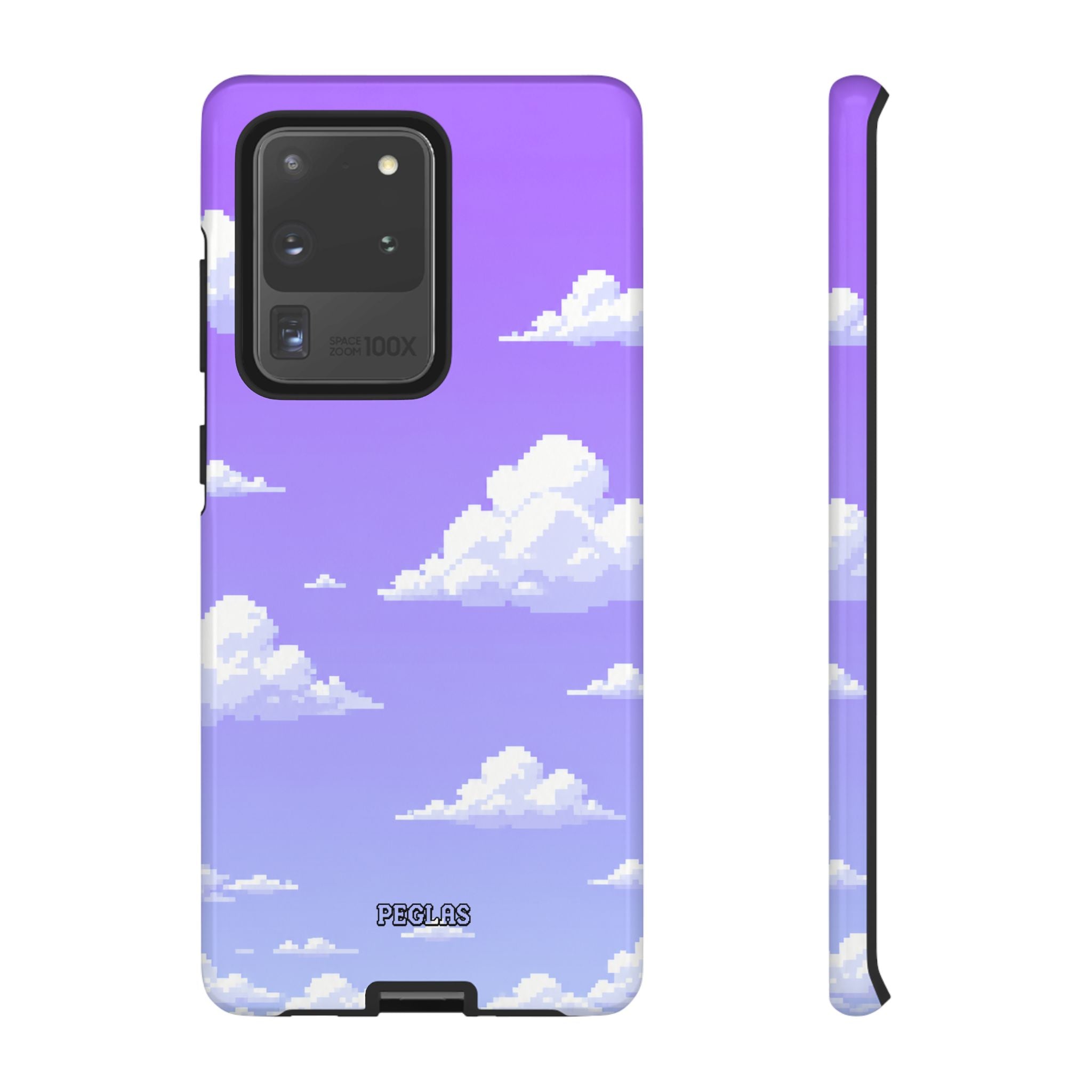 Purple Sky Cloud Phone Case — Pixel Cloud Pattern Tough Case