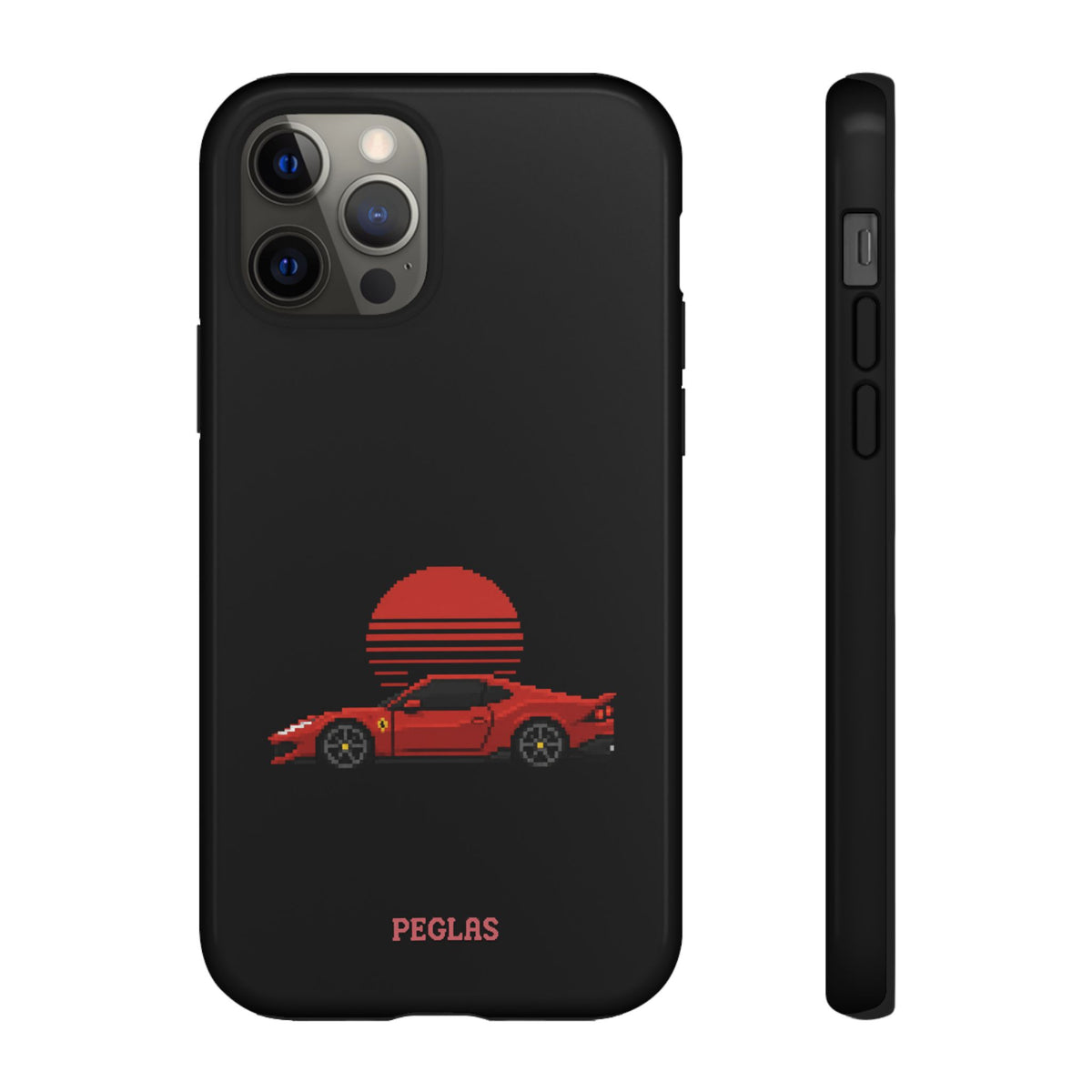 Vintage Red Sports Car Phone Case – Retro Sunset Design