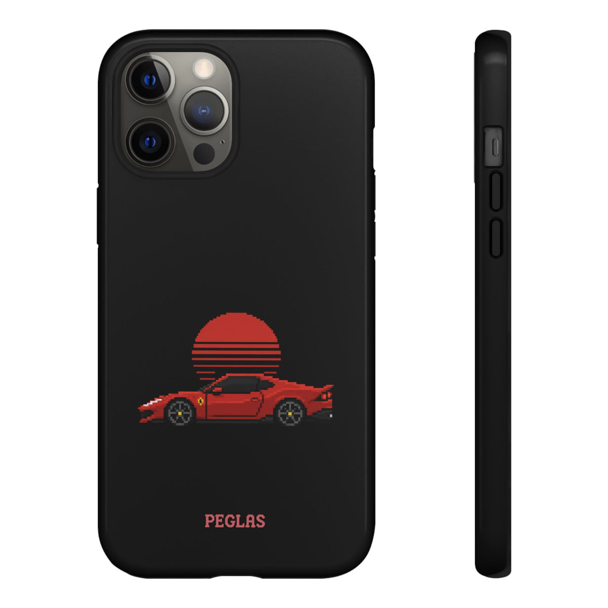 Vintage Red Sports Car Phone Case – Retro Sunset Design