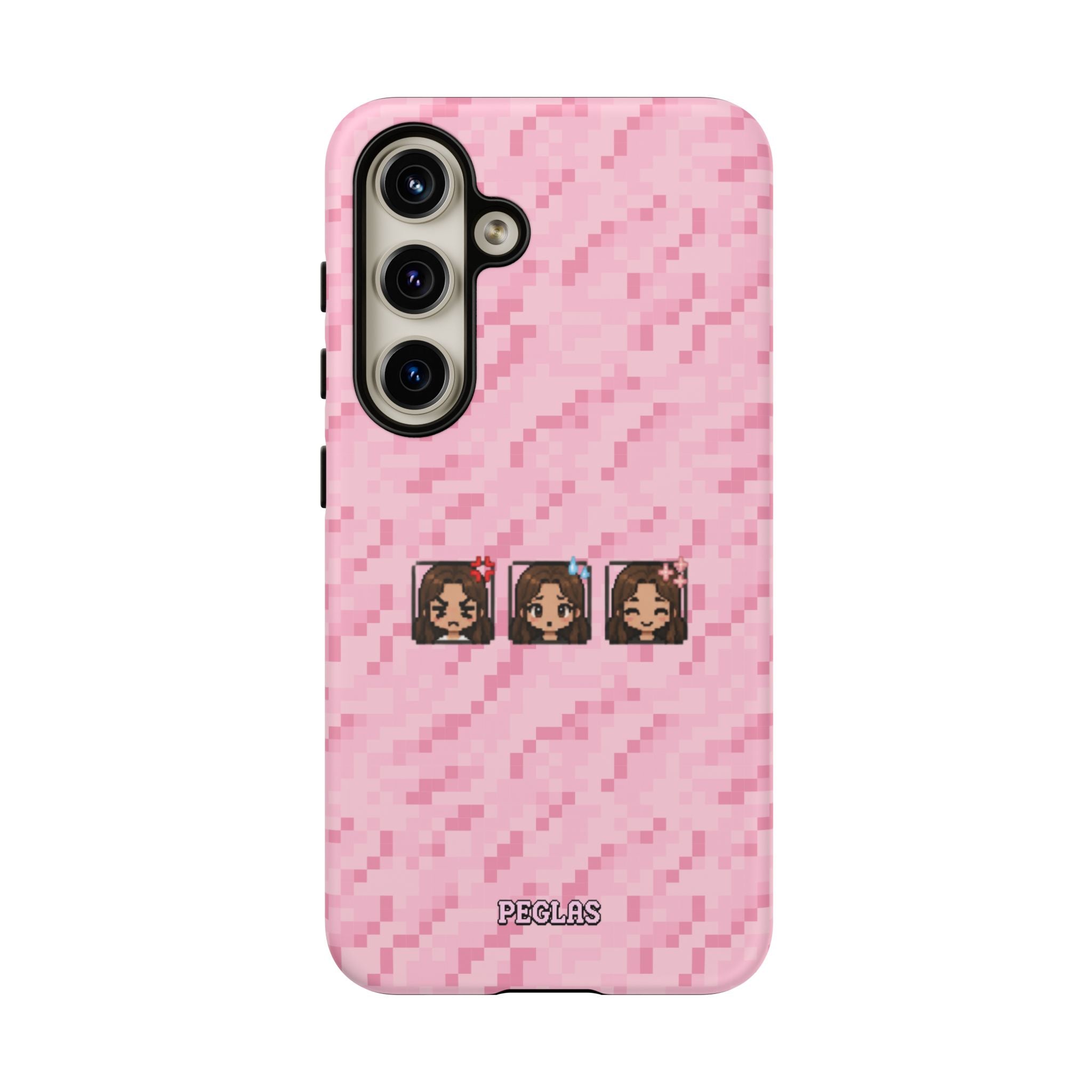 Pixel Girl Emojis Pink Tough Phone Case