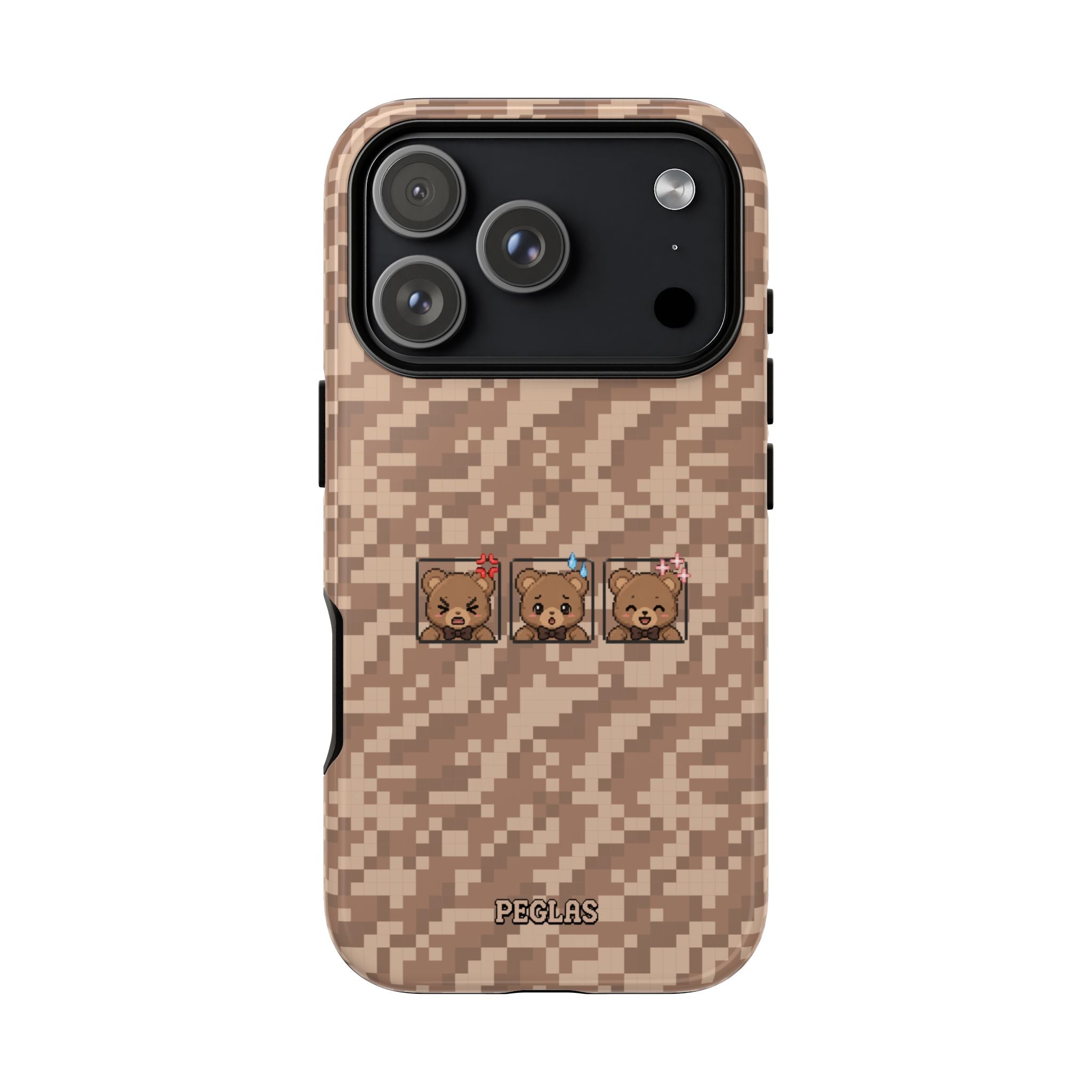 Pixel Teddy Emojis Brown Tough Phone Case