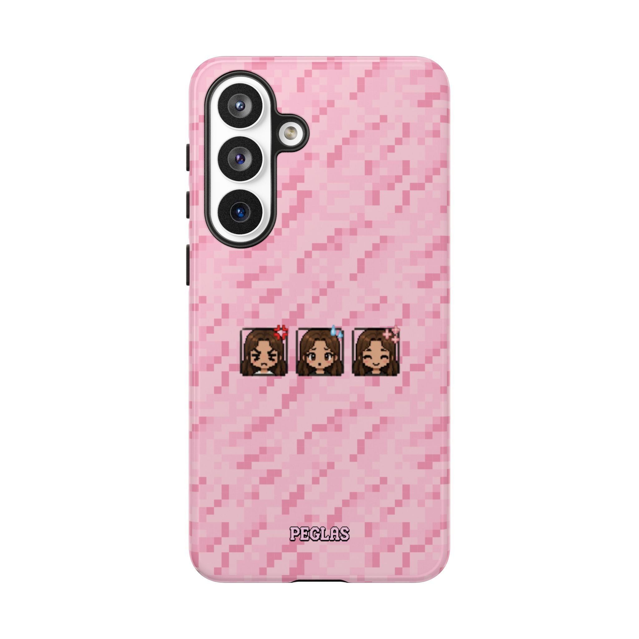 Pixel Girl Emojis Pink Tough Phone Case