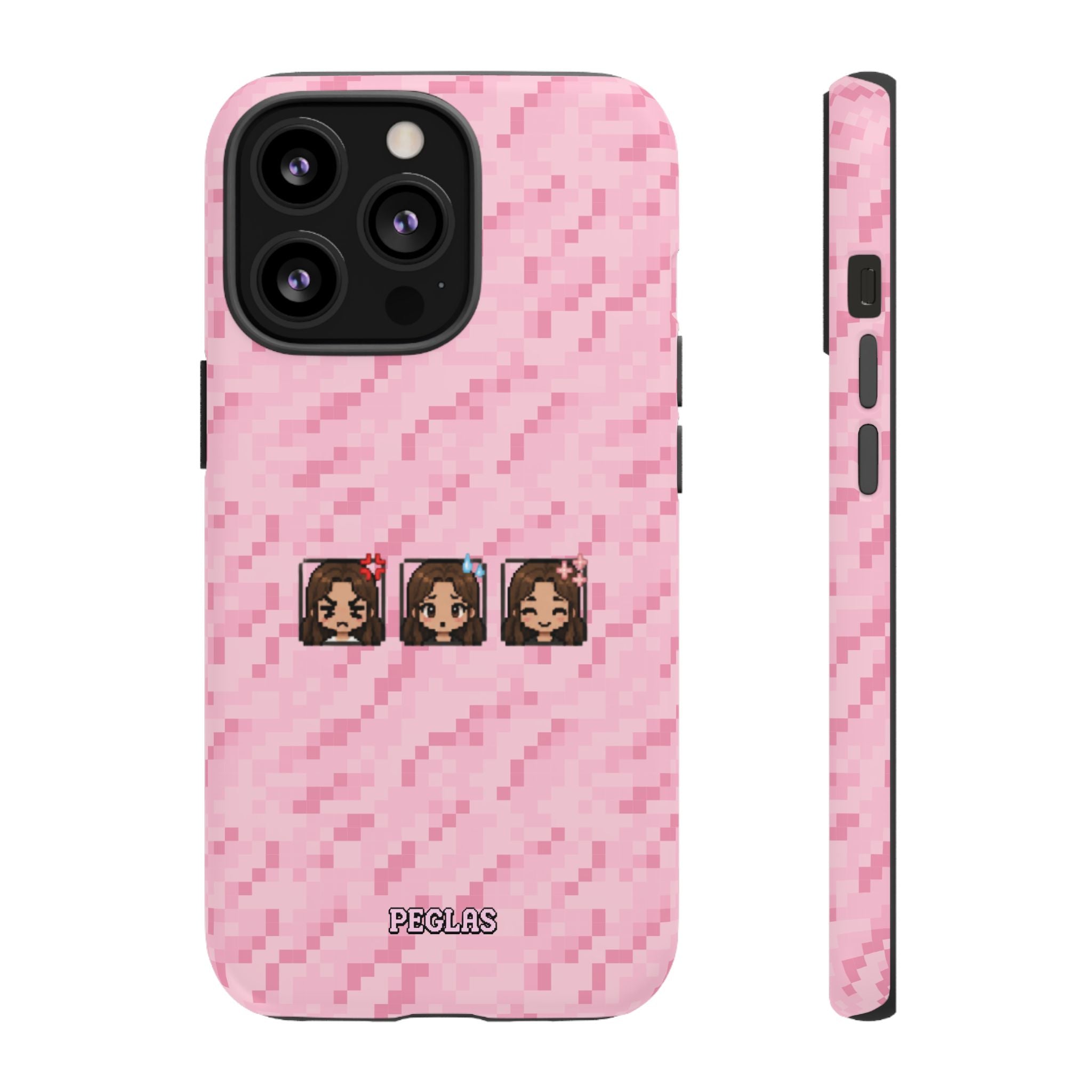 Pixel Girl Emojis Pink Tough Phone Case