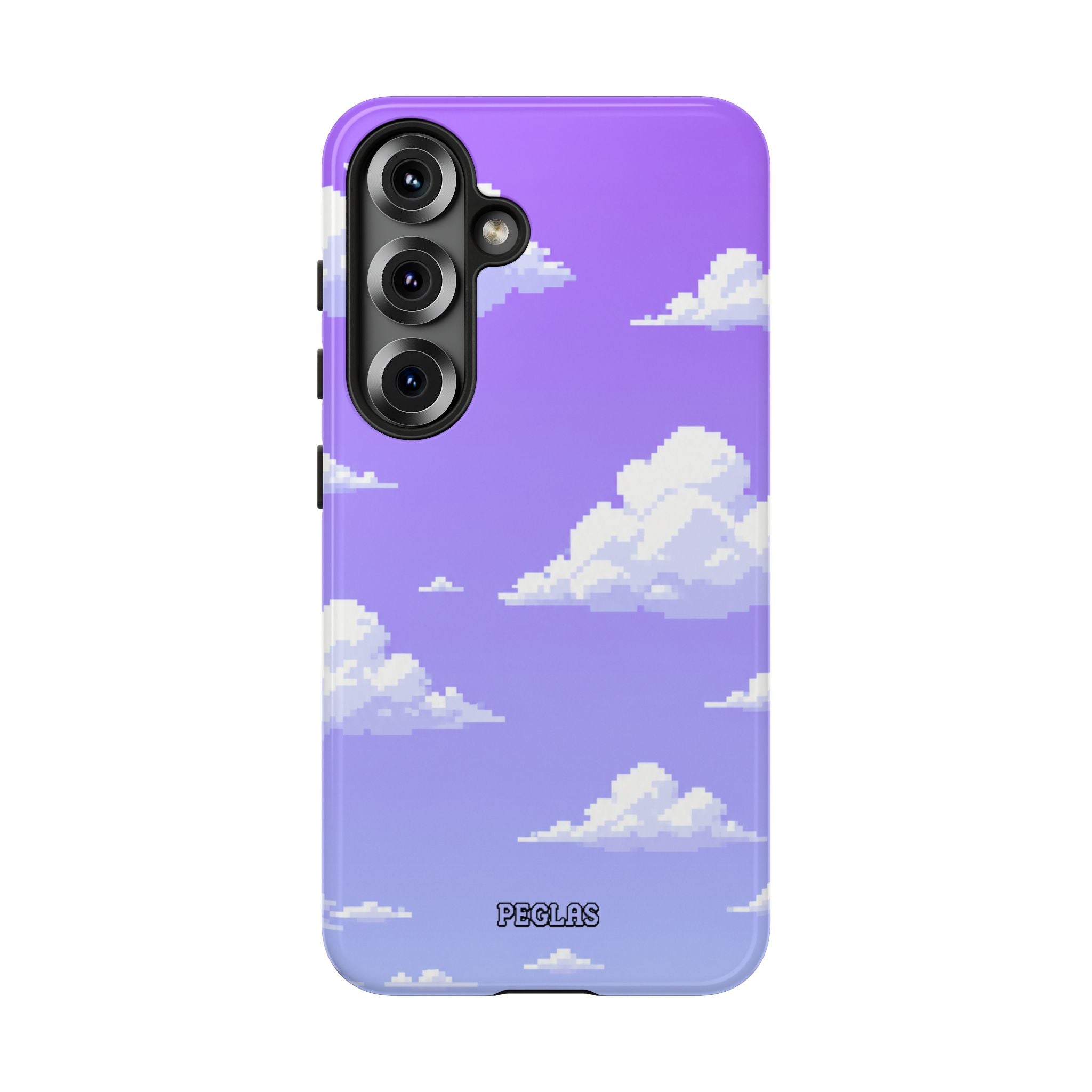 Purple Sky Cloud Phone Case — Pixel Cloud Pattern Tough Case