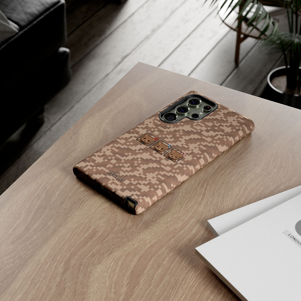 Pixel Teddy Emojis Brown Tough Phone Case