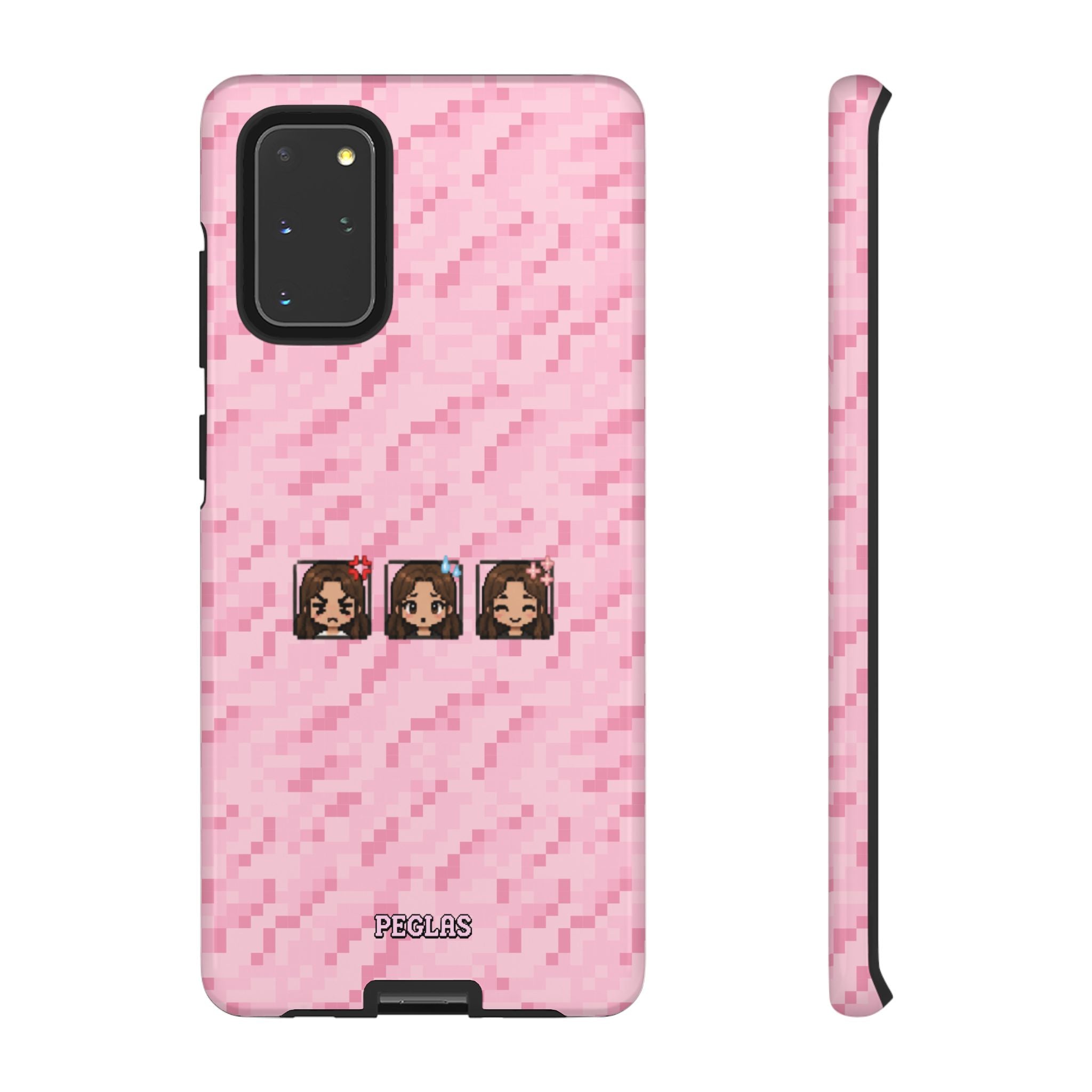 Pixel Girl Emojis Pink Tough Phone Case