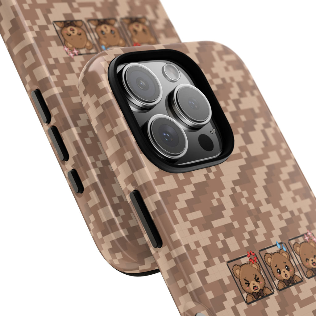 Pixel Teddy Emojis Brown Tough Phone Case